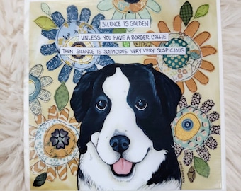 Silence Border Collie ceramic tile