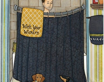 Laugh a Little, dachshund dog wall art print