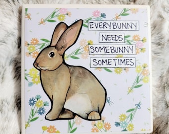 Everybunny, bunny decorative coaster tile