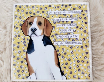 Chasing a Dog Beagle tile