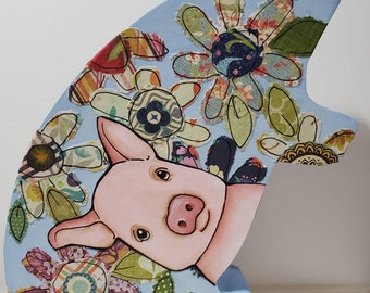 ONE of a KIND ORIGINAL Pig Table Art