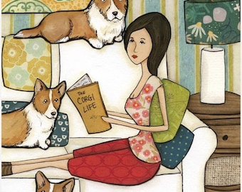 Life of a Corgi, dog wall art print gifts