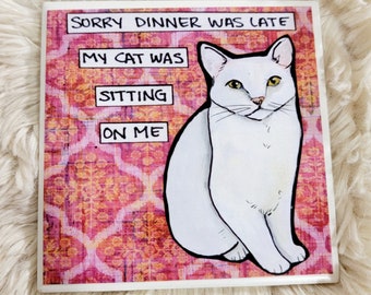 Sitting On Me cat decorative tile