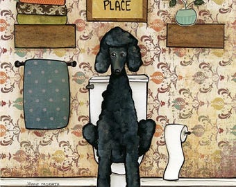 ORIGINAL PAINTING, Happy Place Poodle, dog art