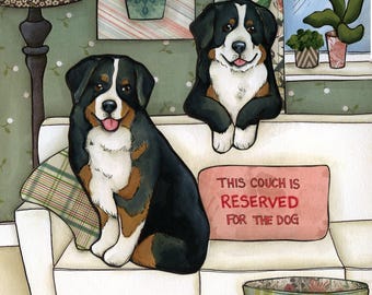 ORIGINAL PAINTING, Reserved Bernese, Bernese Mountain Dog art. Great gift ideas for dog lovers.
