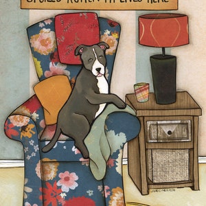 Spoiled Rotten Pit, Pitbull dog wall art print