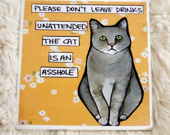 Unattended cat decorative tile