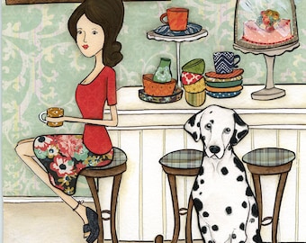 Dalmatians and Dishes, dog wall art print gifts