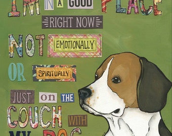 Good Place, Beagle dog wall art print