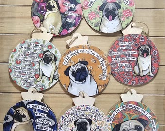 Fawn Pug Dog Ornaments