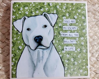 My Escape Pitbull dog decorative coaster tile