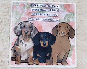 Be Watching You dachshund dog decorative tile