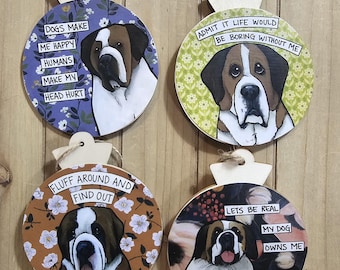 St Bernard Dog Ornaments