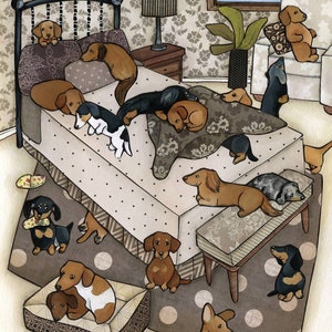 Weenie Dreams, dachshund dog art print