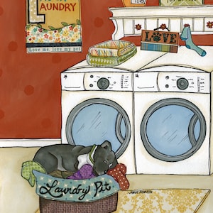 Laundry Pit, pitbull art print