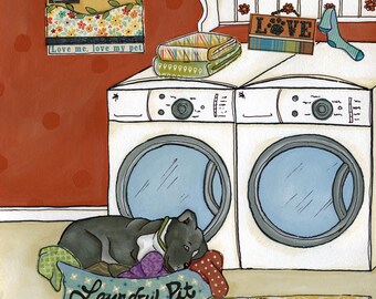 Laundry Pit, pitbull art print