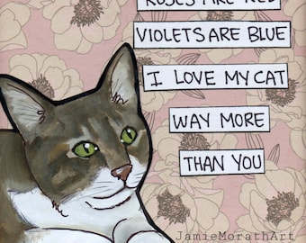 Love My Cat cat wall art print