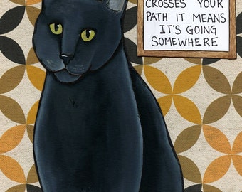 Going Somewhere, cat art print