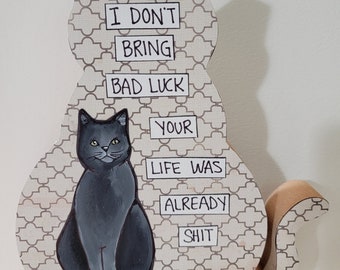 Bad Luck cat table decor