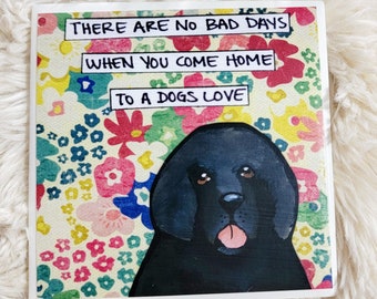 A Dog's Love Newfoundland dog coaster tile