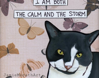 Calm and Storm cat wall art print