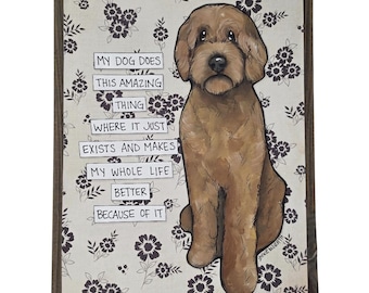 AMAZING THING, Doodle dog handmade wall art sign