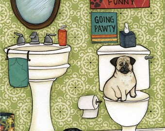 ORIGINAL PAINTING, Puggy Farts, pug wall art
