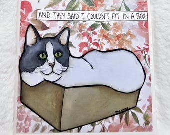 Fit in a Box, cat decorative coaster tile
