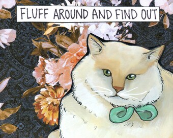 Fluff Around, cat wall art print