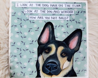 Not Bald German Shepherd ceramic tile