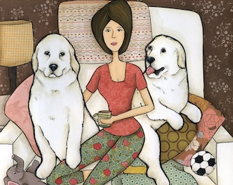 The Best Seat, Great Pyrenees dog wall art print gifts