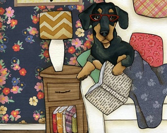 Keeps Reality Away, dachshund dog wall art print