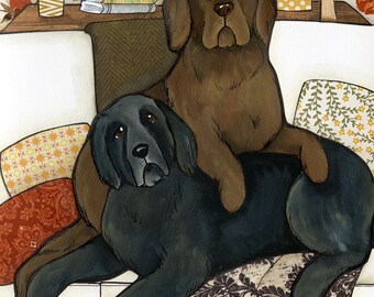 ORIGINAL PAINTING, Your Couch, Newfoundland dog art