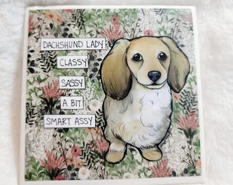 Dachshund Lady, dog decorative coaster tile