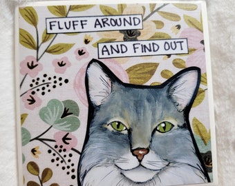 Fluff Around cat decorative coaster tile