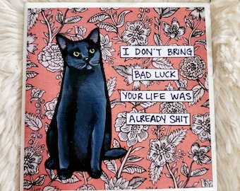 Bad Luck cat decorative tile