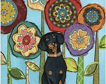 Weenie Love, dachshund dog art print