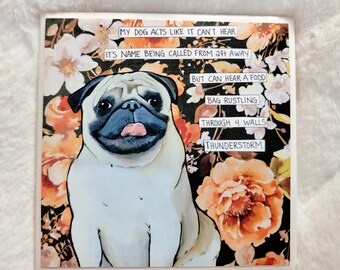 Food Bag pug dog decorative coaster tile