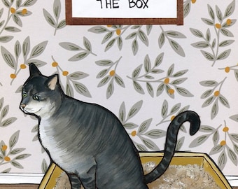 Poop Inside the Box, cat wall art print
