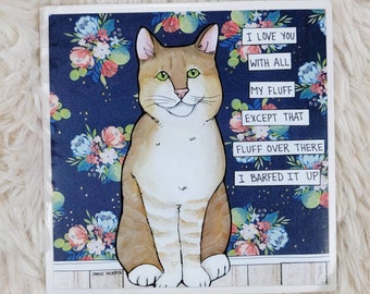 Love You cat decorative tile