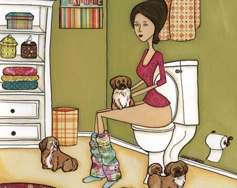 Peeing With My Pekingese, art print