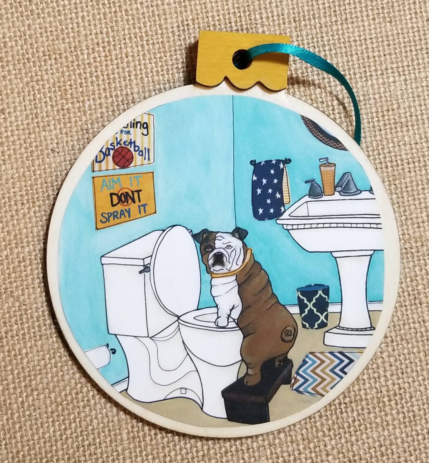 Dribbling Is For Basketball Boys Bathroom Decor English Bullldog