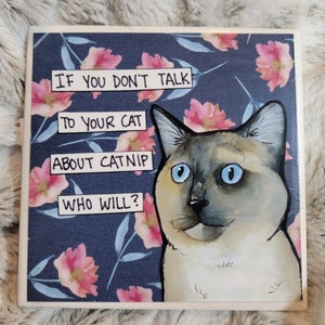 Catnip, cat decorative coaster tile