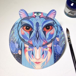 Blue Milk, owl laptop sticker, car decal, waterproof vinyl label