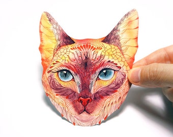 Blue eyed cat, "Koshka (Kitty)" pet sticker, 100% waterproof vinyl label.