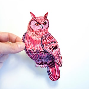 Harvest Owl bird sticker 100% waterproof vinyl label.