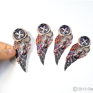 Lacy Owls set of 4 small stickers 100% waterproof vinyl label.