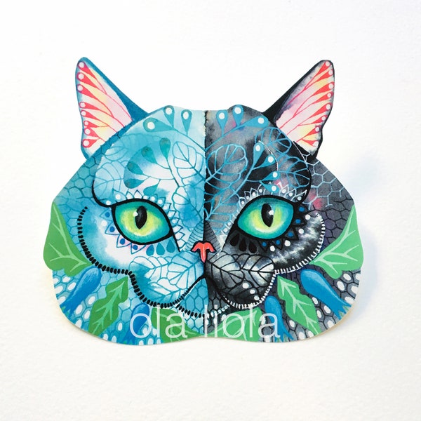 Cat decor, cat sticker, two color cat, car sticker. Katze Aufkleber. Size 3.8x4.3 inch" vinyl label.