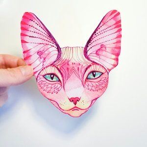 Sphinx pink cat 100% waterproof vinyl label.