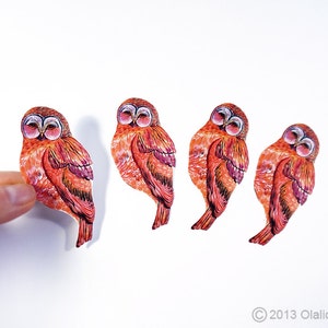 Leuke uilen Set 4 kleine stickers 100% waterdichte vinyl etiket.
